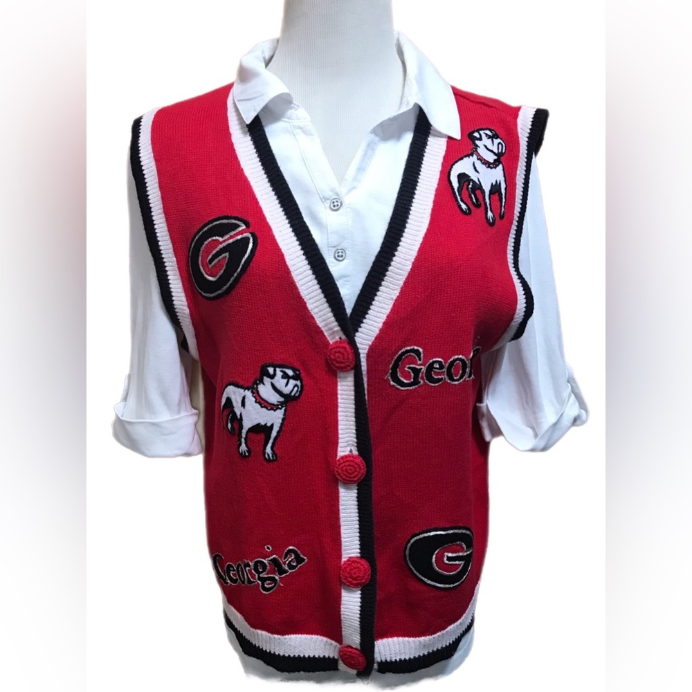 Vintage UGA Vest with Sewn-On Iconic Logo Patches by Collegiate Collection Sz M